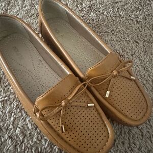 Tan Perforated Loafers women size 38/ US 7